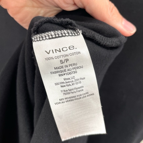 Vince Jet Black Side Tie Cotton T-Shirt Dress Size S Made - Picture 7 of 7